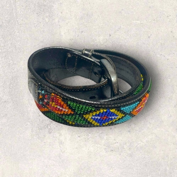 Gap Vintage Genuine Leather Multicolored Beaded Belt main image 8